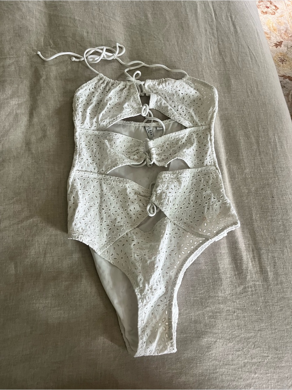 Guess White Bridal Cutout One-Piece Swimsuit